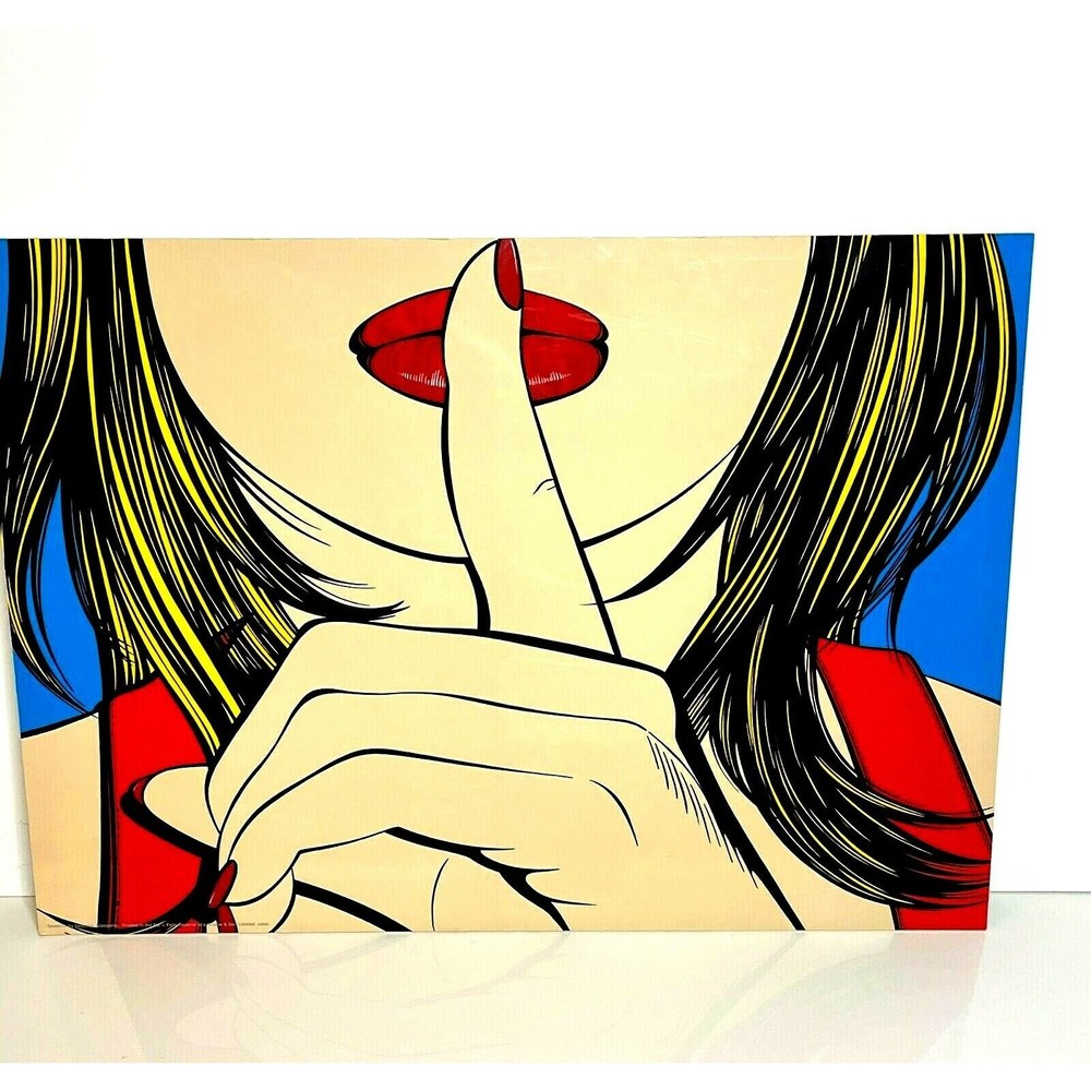 Vintage DEBORAH AZZOPARDI 1999 IKEA Sssshhh RED LIPS SOLMYRA Modern Wall Art